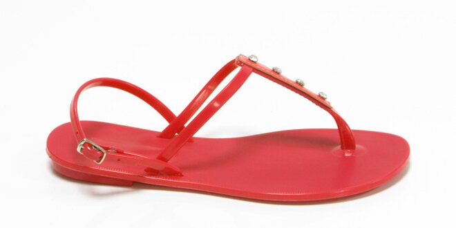 Dámske červené sandálky Favolla s kamienkami