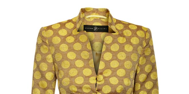 Dámsky žlto-hnedý kabátik Pietro Filipi s velkými bodkami