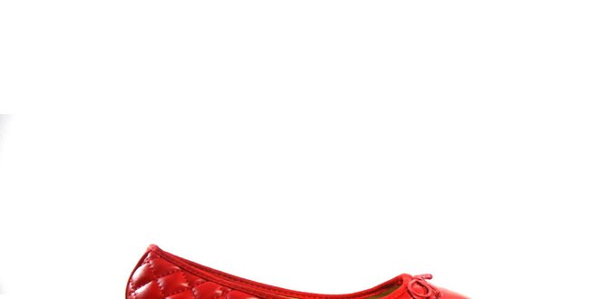 Dámske červené kožené prešívané baleríny Shoes in the City