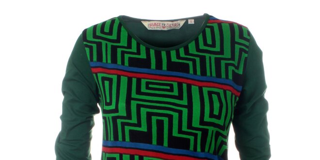 Dámske zelené tričko Savage Culture s geometrickým vzorom