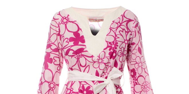 Dámska bielo-ružová tunika Savage Culture s kvetinovým vzorom