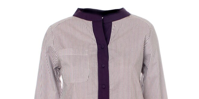 Dámska fialová pruhovaná košeľa s výšivkou Savage Culture
