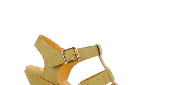 Dámske khaki sandále na korkovej platforme GirlHood