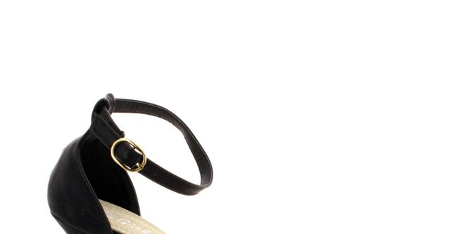 Dámske čierne sandálky s kovovými kamienkami GirlHood