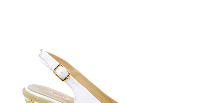 Dámske biele sandále s lanovým podpätkom GirlHood