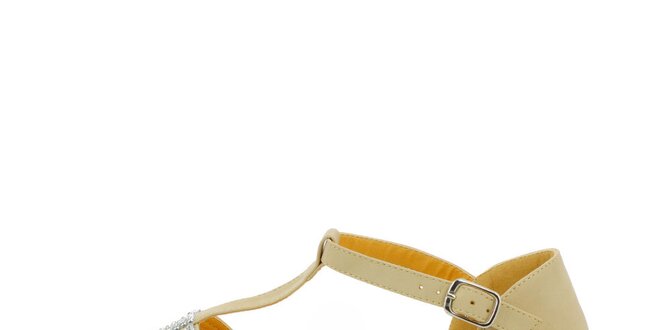 Dámske béžové sandále so štrasovými kamienkami GirlHood