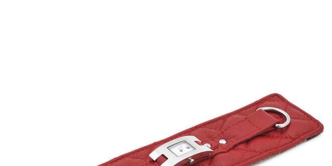 Dámske náramkové hodinky Tommy Hilfiger s širokým červeným presívaným remienkom