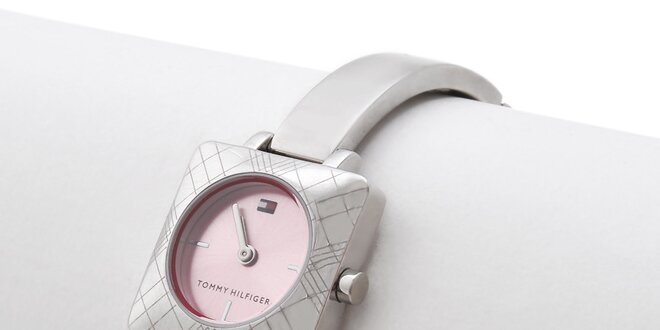 Dámske oceľové náramkové hodinky s ružovým ciferníkom Tommy Hilfiger