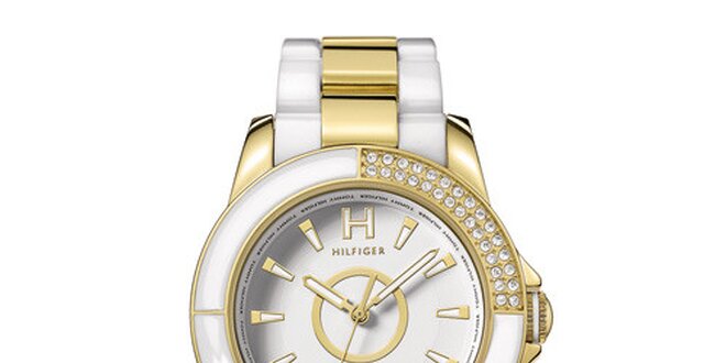 Dámske zlato-biele náramkové hodinky Tommy Hilfiger