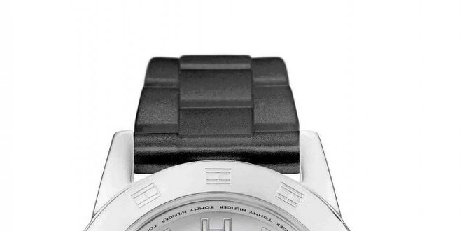 Dámske oceľové náramkové hodinky Tommy Hilfiger s čiernym remienkom
