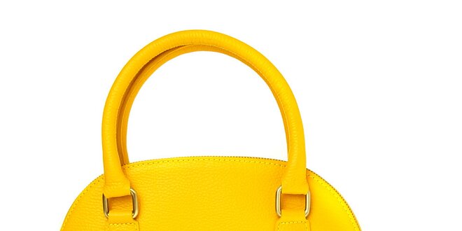 Dámska kanárikovo žltá kožená kabelka