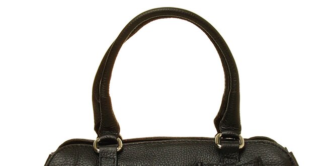 Dámska čierna kožená kabelka s mašľou