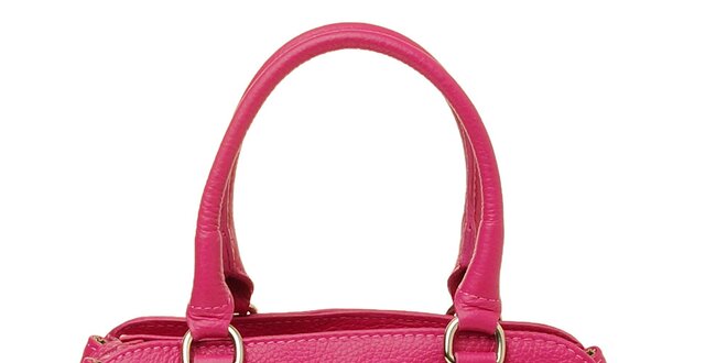 Dámska ružová kožená kabelka s mašľou