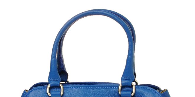 Dámska královsky modrá kožená kabelka s mašľou