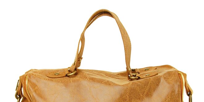 Dámska ťavia kožená kabelka s žihaným povrchom