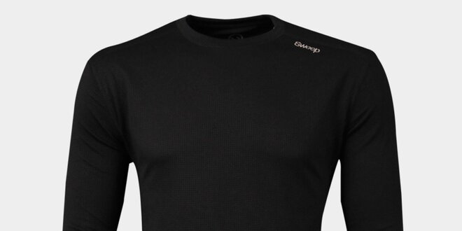 Pánske čierne funkčné tričko Sweep s dlhým rukávom