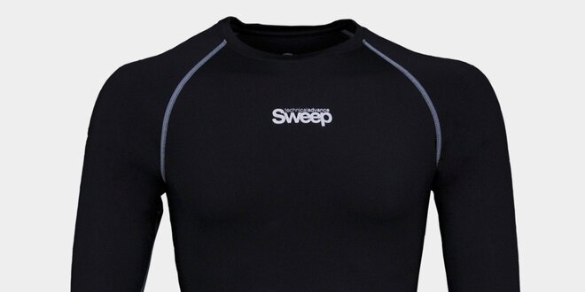 Pánske čierne kompresné tričko Sweep s dlhým rukávom