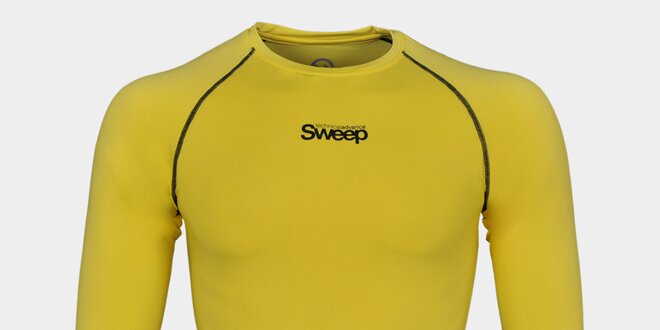 Pánske žlté kompresné tričko Sweep s dlhým rukávom