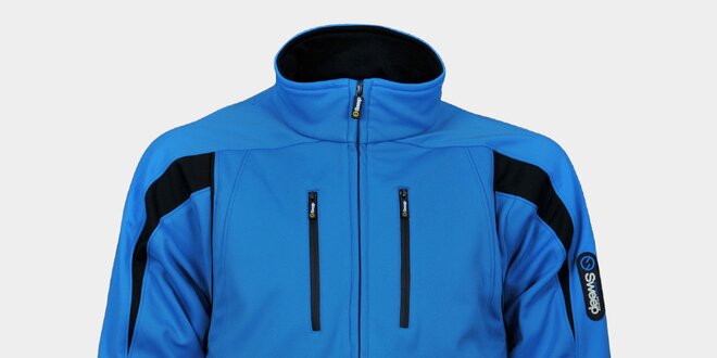 Pánska svetlo modrá softshellová bunda Sweep s čiernymi detailmi