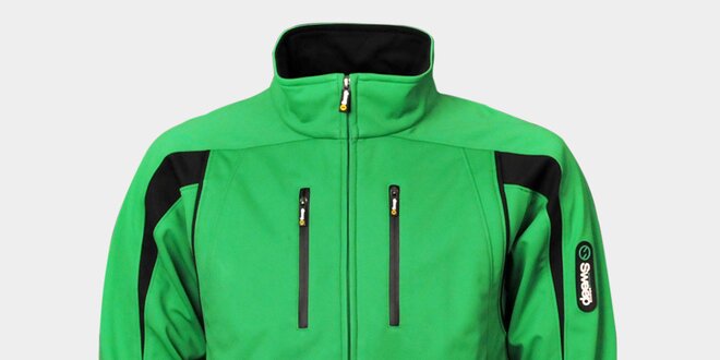 Pánska svetlo zelená softshellová bunda Sweep s čiernymi detailmi