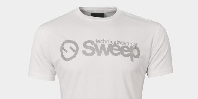 Pánske biele funkčné tričko Sweep so strieborným logom