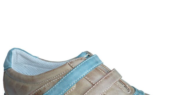 Dámske béžovo-modré topánky s výraznými stehmi Vanelli
