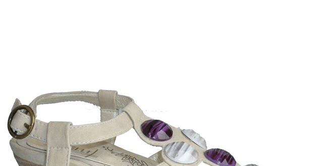 Dámske ľadovo biele sandále s ozdobnými kameňmi Vanelli