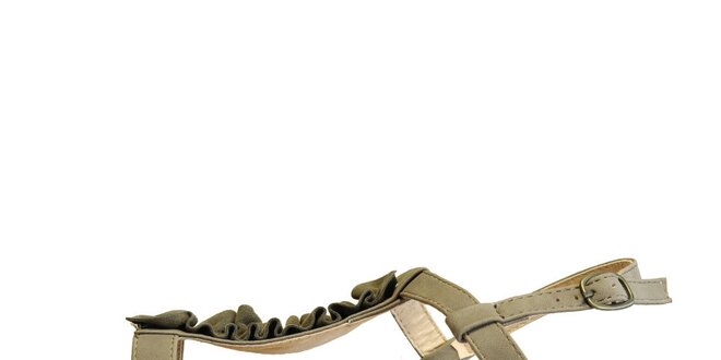Dámske šedo-béžové sandálky s nariasenou aplokáciou Vanelli