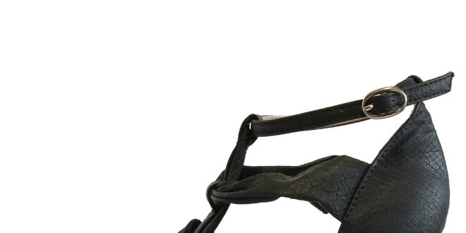 Dámske čierne sandále s hadím vzorom Vanelli