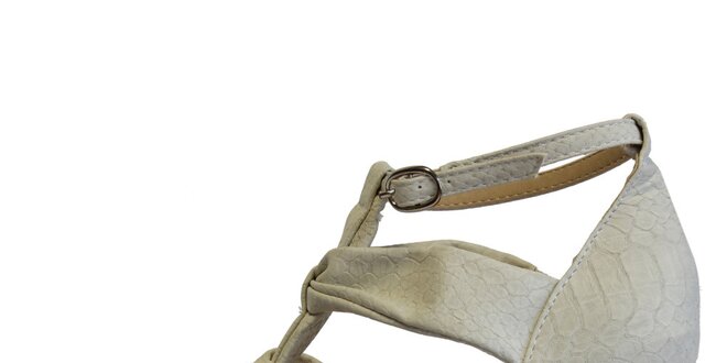 Dámske biele sandále s hadím vzorom Vanelli