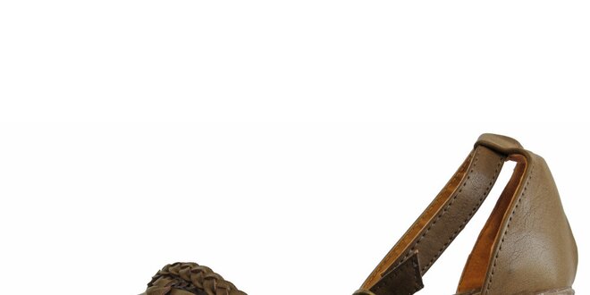 Dámske hnedé sandále s pletenými pásikmi Vanelli
