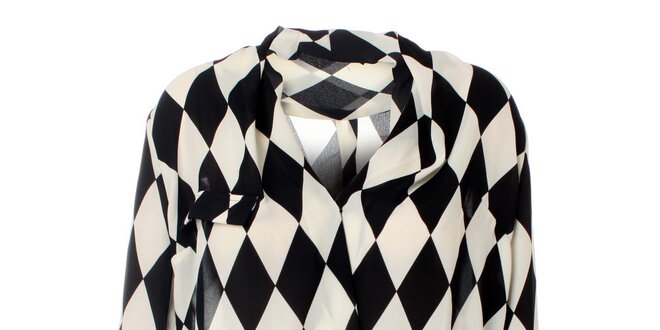 Dámska čierno-biela károvaná košeľa Kzell