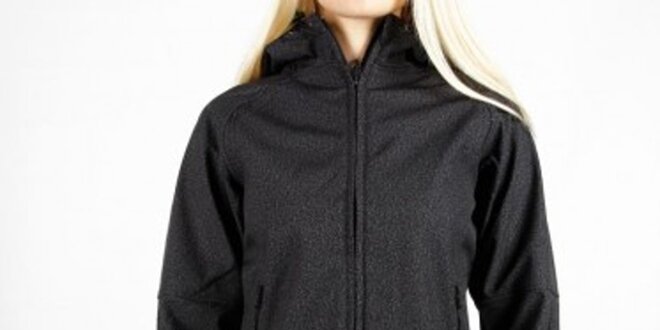 Dámska čierna melírovaná softshellová bunda Authority s kapucňou