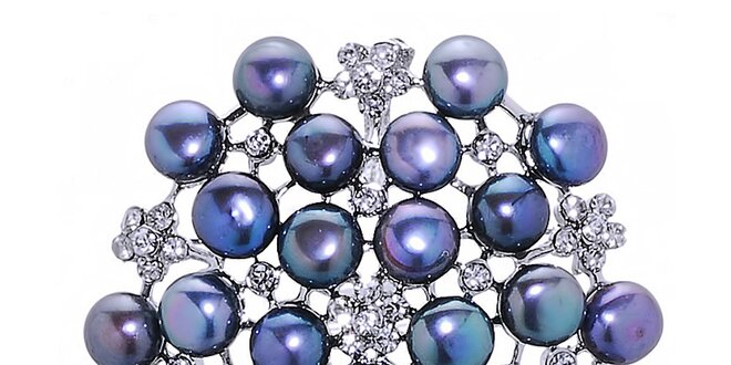 Dámska fialová perlová brošňa Orchira