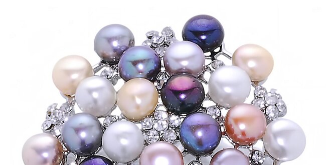Dámska farebná perlová brošňa Orchira