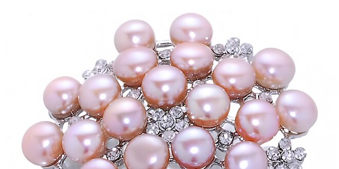 Dámska marhuľová perlová brošňa Orchira