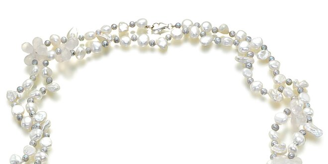 Dámsky perlový náhrdelník Orchira s kvetinkami