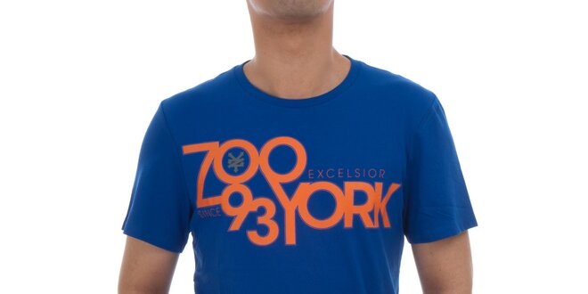 Pánske modré tričko Zoo York s oranžovou potlačou