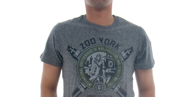 Pánske šedivé tričko Zoo York s potlačou