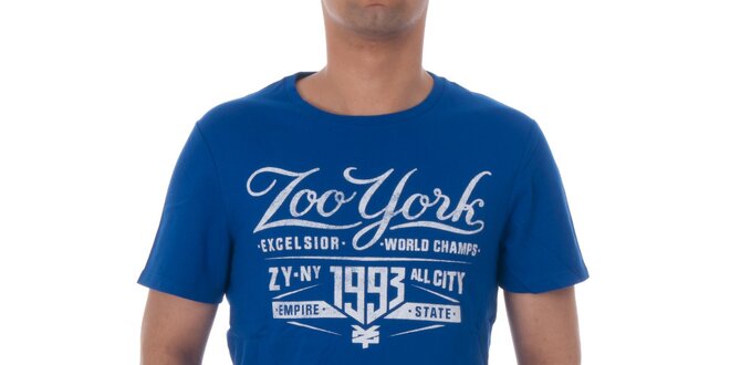 Pánske modré tričko Zoo York s bielou potlačou