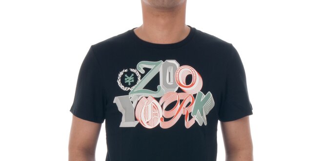 Pánske čierne tričko Zoo York s farebným logom