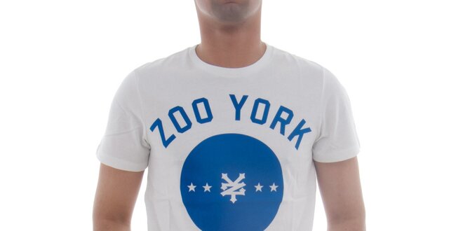 Pánske biele tričko Zoo York s modrou potlačou