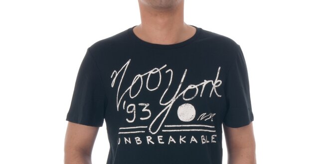 Pánske čierne tričko Zoo York s bielou potlačou