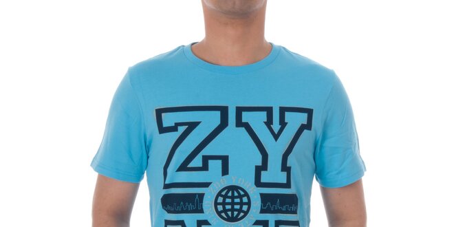 Pánske modré tričko Zoo York s čiernou potlačou