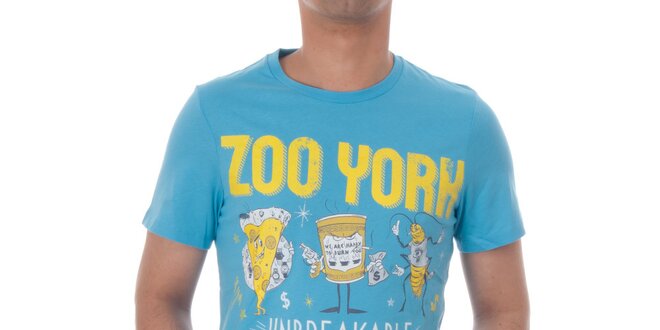 Pánske modré tričko Zoo York so žltou potlačou