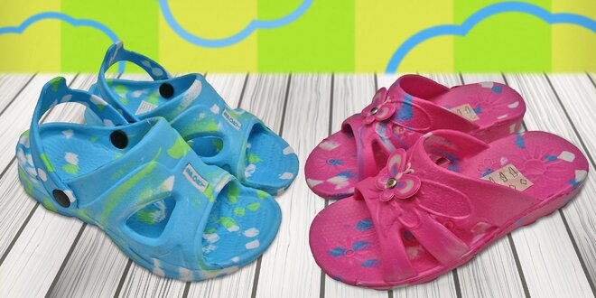 Detské nazúvačky a sandálky niekoľkých farieb i variantov