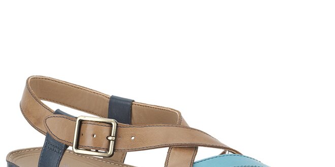 Dámske  modro-béžové kožené sandále Clarks