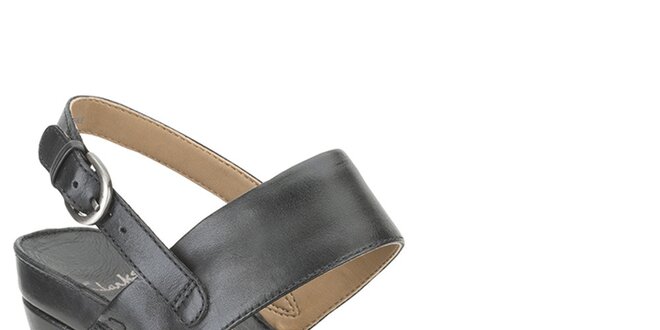 Dámske čierne kožené sandále Clarks