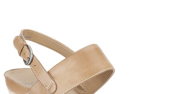 Dámske béžovo-hnedé kožené sandálky Clarks