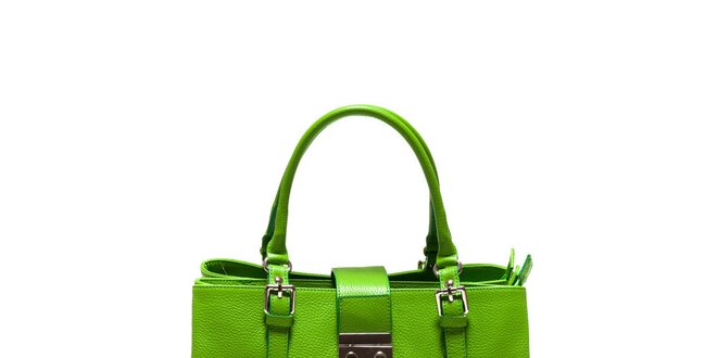 Dámska žiarivo zelená kožená kabelka Sonia Ricci